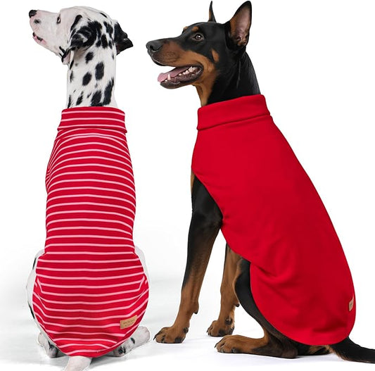 KYEESE 2Pack Dog Sweater Warm Dog Sweaters for Medium Dogs Girl Turtleneck Pet Coat Warm Lightweight Dogs Clothes Soft Pets Fleece Sweater Comfy Sleeveless Doggie Sweatshirt Red,2XL