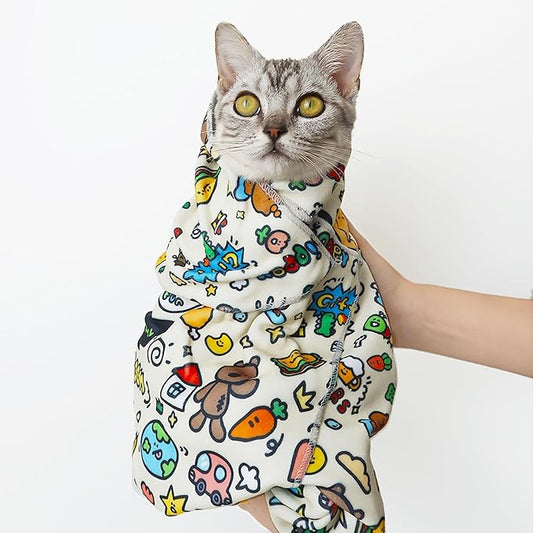 Cat Wrap for Cutting Nails Large Size 31.5in Self-Adhesive Cat Grooming Wrap Cat Nail Clipper Hammock Cat Restraint for Nail Clipping Cat Grooming Supplies(Under 18lbs)