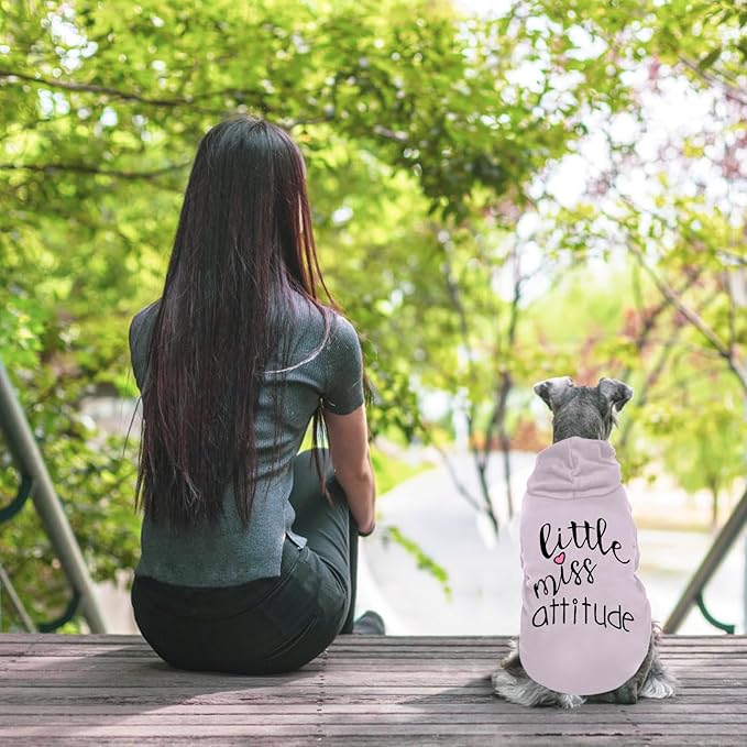 Cat Hoodies for Cats Puppy Pet Clothes Cat Apparel Little Miss Attitude Print Dog Hoodie for Small Medium Dogs Outfits for Kittens(Purple,M)