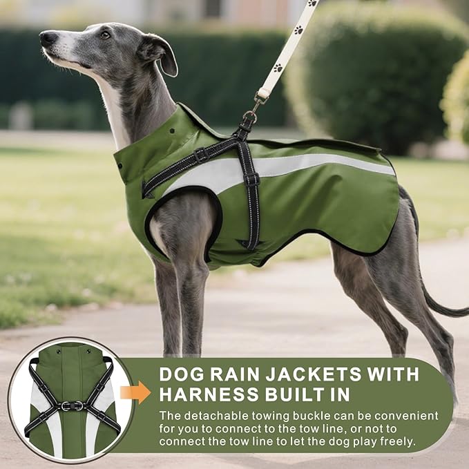 Mosucoirl Dog Raincoat Waterproof Raincoats for Dog Reflective Dogs Rain Jackets with Hood Hoodie Pet Rain Poncho Coat for Small Medium Large Dogs Puppies S-XXL (Green, XL)