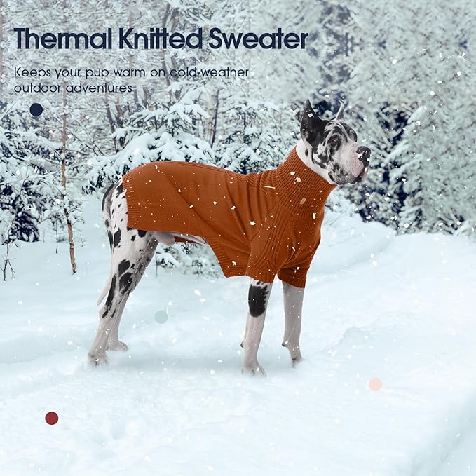 IECOii Dog Sweaters for Medium Dogs Girl Boy,Holiday Knit Doggy Sweatshirt with Sleeve,Turtleneck Thick Warm Dog Sweaters for Winter,Pullover Knitwear for French Bulldog,Boston Terrier (Caramel, L)