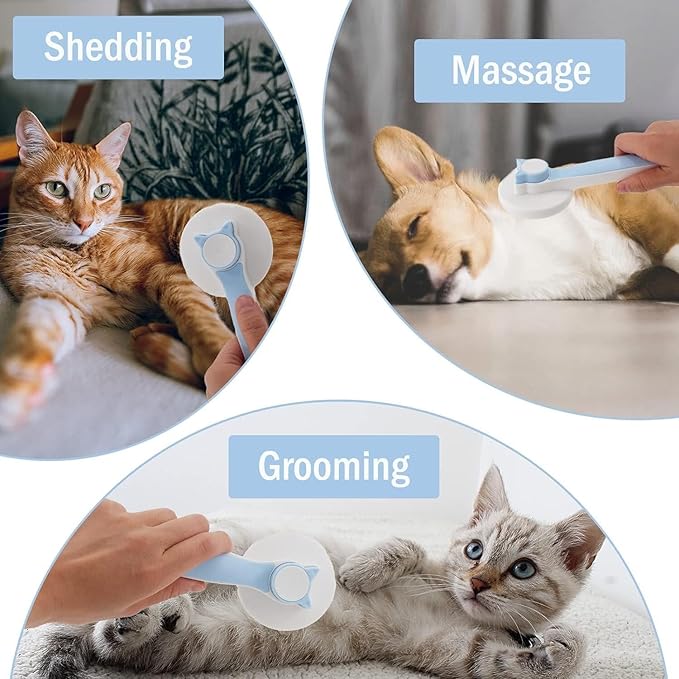 Generic Cat & Dog Grooming Brush, Pink - Self-Cleaning Slicker Brush with Massage Particles, Removes Loose Undercoat, Ergonomic Handle