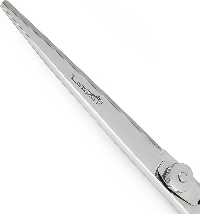 Laazar Pro Pet Grooming Scissors, Premium Steel Dog Grooming Shears with Blue Handles, Long-Lasting Sharp Blades (Straight, 7 Inches)