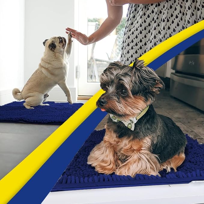 Muddy Mat® Shown on TV – Super Absorbent Door Mat Indoor, Microfiber Quick Dry Chenille Entryway Rug, Non-Slip Front Door Mat, Indoor Mats for Entryway, Machine Washable Pet Rug, Navy Blue 24"x36"