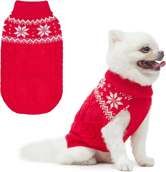 Warm Winter Dog Sweater - Cold Weather Pet Clothes for Small Medium Large Dogs Indoor Outdoor, Soft Classic Knit Puppy Apparel