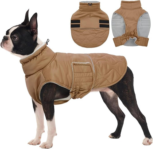 FUAMEY Winter Warm Coat, Fleece Turtleneck Jacket, Thick Waterproof Windproof Cold Weather Snowsuit Vest for Small Medium Large Dogs Pet Clothes