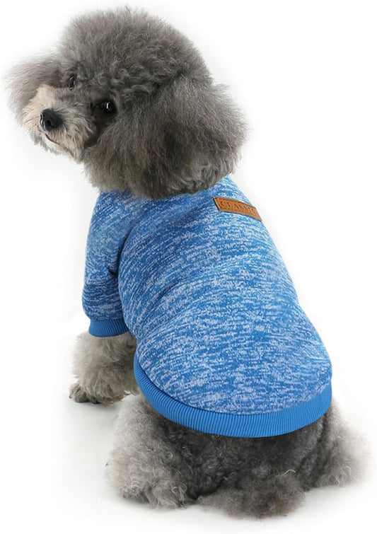 Idepet Pet Dog Classic Knitwear Sweater,Soft Fleece Coat for Small,Medium,Large Dog,Warm Pet Dog Cat Clothes,Soft Puppy Customes (XL, Blue)