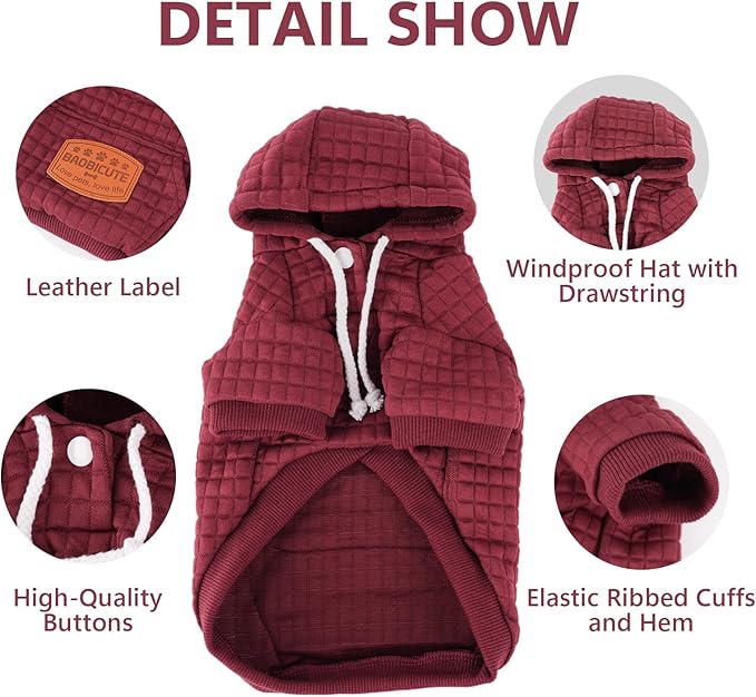 2 Pack Dog Hoodie Sweaters for Small Medium Dogs Warm Dog Clothes for Large Dogs Soft Waffle-Like Laminated Sweatshirt Bulldog (Dark Green+Wine Red, M/L (Back: 17",Chest: 24.5", Neck: 14.5"))