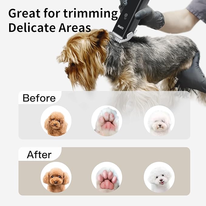 Black Dog Cat Clippers, Home Professional Cordless Cat Grooming Tools for Dog Thick Coat Clippers, Low Noise Pet Hair Trimmer Kits with 9-Pieces