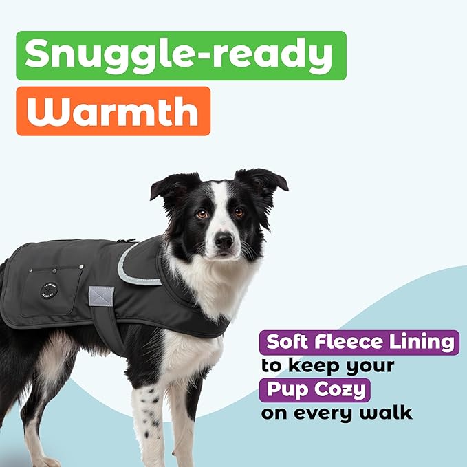 Joyride Harness FrostFlex Dog Winter Jacket - Fleece Lined & Water-Resistant - Snowsuit with Pockets for Treats & Poop Bags - Durable Cold Weather Dog Coat - Black Onyx-XS