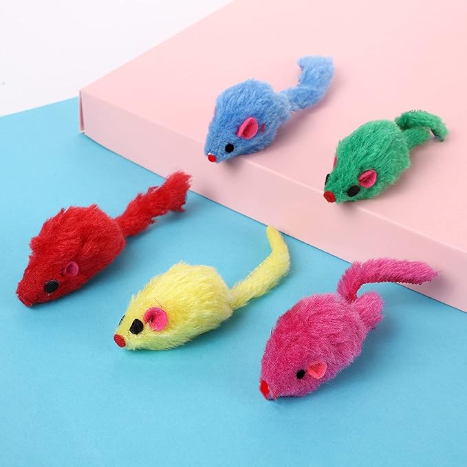 Furry Cat Toys Mice Rattle Interactive Mouse Toy for Indoor Cats Catnip Ball Pet Play Fur Ball Rabbit Assorted Color
