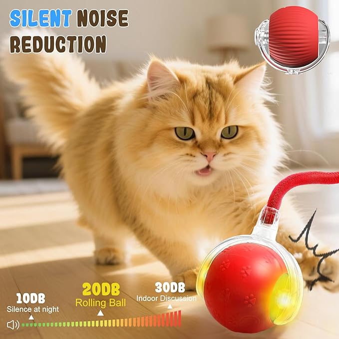 Interactive Cat Toy Balls, 2025 New Cat Toys for Bored Indoor Adult Cats Peppy Pet Ball for Cats (Red)