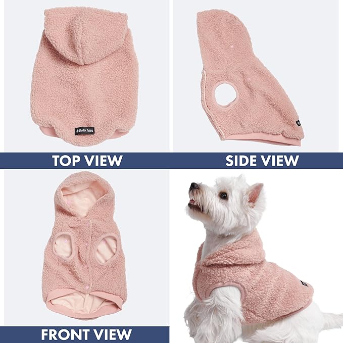 Spark Paws Teddy Dog Sweater, Sherpa Vest with Warm Fleece Lining, Winter Coat Suitable for Small Medium Large XL XXL Breeds - Pink - 2XL