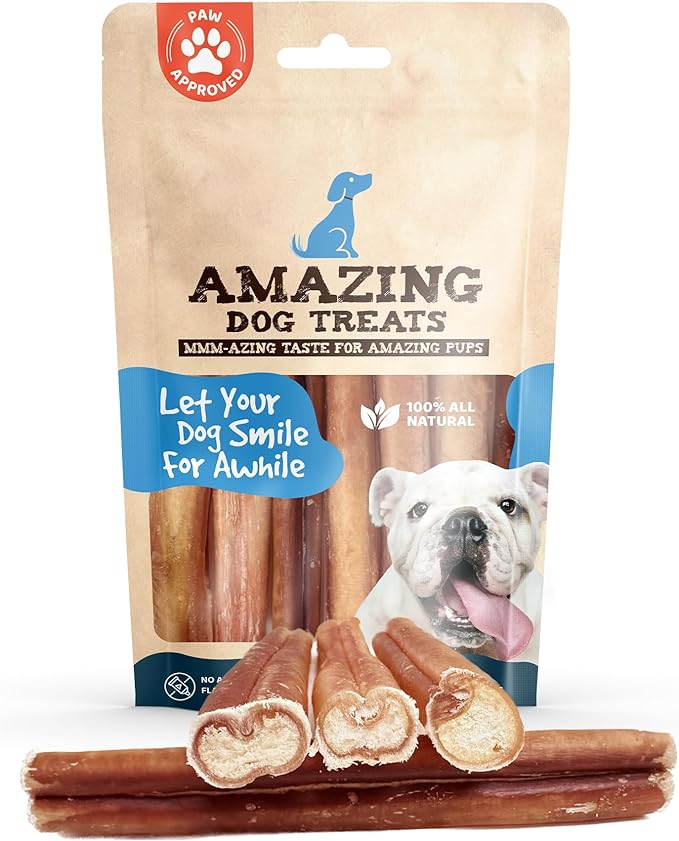 Amazing Dog Treats Bully Sticks 6 Inch [Extra Thick - 10 Pcs/Pck] -NO Hide Bones for Dogs - Safe Chews for Dogs - Long Lasting Bully Sticks for Dogs