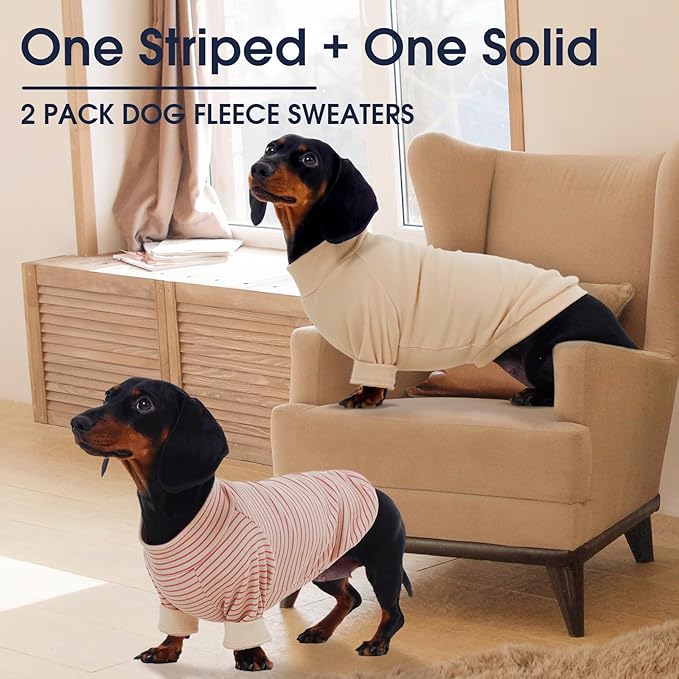 IECOii 2 Pack XL Dog Fleece Sweater for Medium Dogs, Warm Dog Turtleneck with Stretch for Beagle, Cozy Fall Winter Pullover Dogs Sweatshirt with Sleeve, Indoor & Outdoor Sweaters for Walking, XL