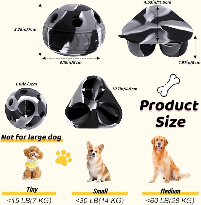 IFOYO Frozen Treat Dog Toy Ball for Small to Medium Dogs, Silicone Enrichment Dog Toys to Keep Them Busy, Reduce Anxiety, Puzzle Treat Dispensing Dogs Toys for Slow Food Training, Easy to Clean