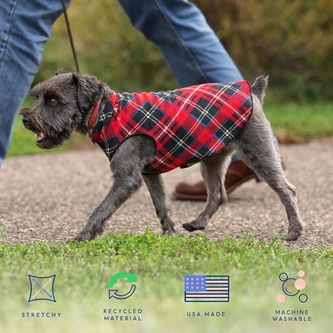 Goldpaw Stretchy Fleece Jacket for Small Dogs - Super Soft, Warm Dog Sweater - Pet Sweater Vest for Fall and Winter - Canine Clothes Made in The USA - Machine Washable - Black - Size 12