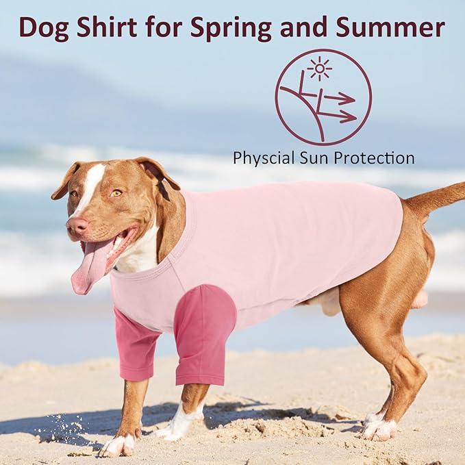 2 Pack X-Large Dog Shirts - Breathable Lightweight Basic Tees, Durable Moisture-Wicking Dogs Clothes for Beagle, Bullmastiff, Sleep, Hot Summer Day Outdoor Activities, Travel, Seaside, Pink