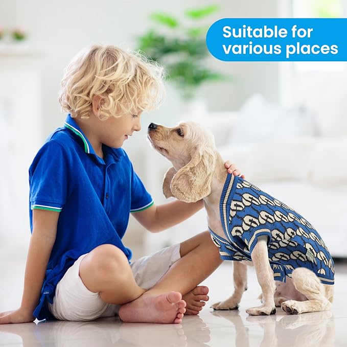 Pet Sweaters for Dogs Boys and Girls, Dynamic Letter Patterned Dog Sweater,Dog Cardigan,Pet Clothes,Pet Knitted Clothing,Fit for Different Seasons and Kinds of Dogs (Blue S)