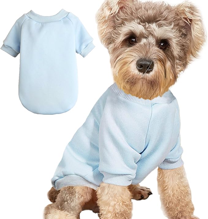 Puppy Sweater for Small Dogs Clothes Warm Winter Cat Clothe Pet Sweatshirt Knitwear Doggie Kitten Clothing, Light Blue, X-Small