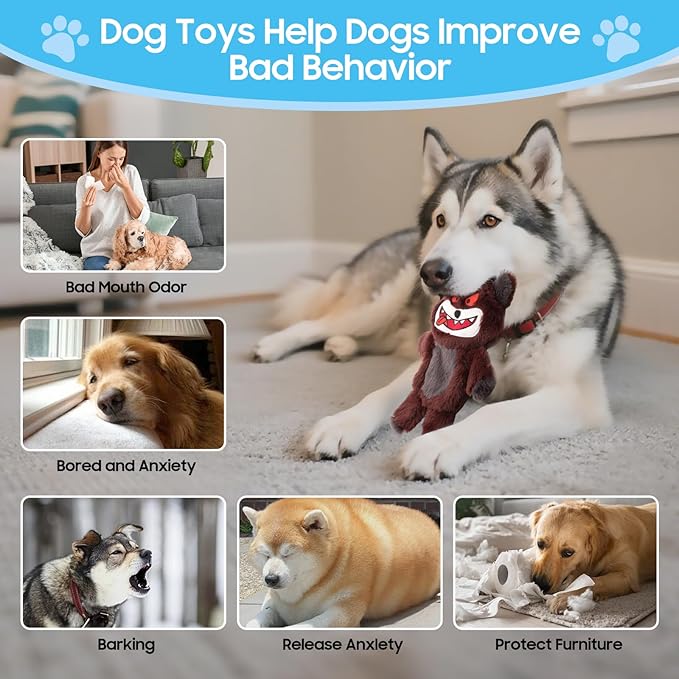 Bzonsmart Dog Squeaky Toys.5 Pack Crinkle Value Bundle .Soft Non-Shedding Puppy Toys & Self-Play Teething Toy for Dogs, Cute Pet Supplies .Dog Toys for Chewers, Small, Medium & Large Dogs