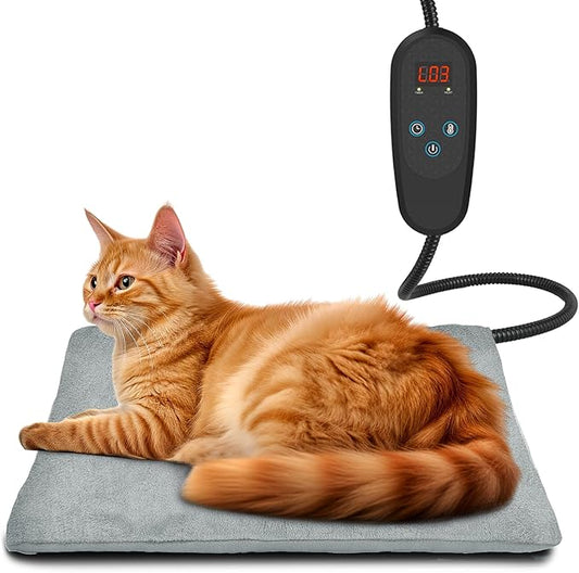 PETNF Pet Heating Pad Temperature Adjustment Anti-bite Puppy with Timer Cat Dog Heating Pad Indoor Waterproof Pet Warming Electric Heated Bed Mat Cat