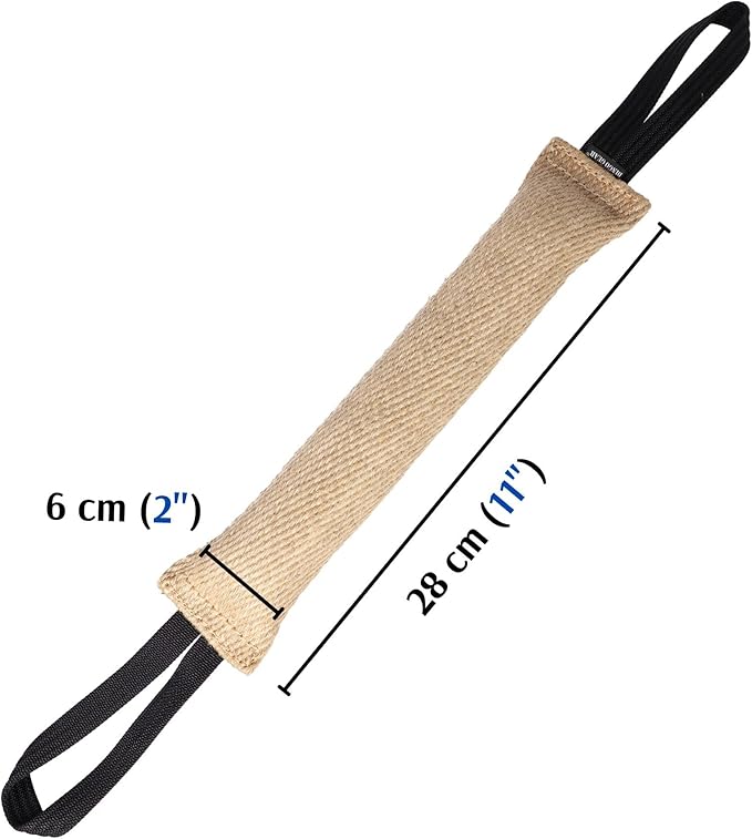 Dingo Gear, Natural Jute tug Toy for Dog Training Agility tug of war, Bumper Toy Dog bite, 2 Handles 16" S00148