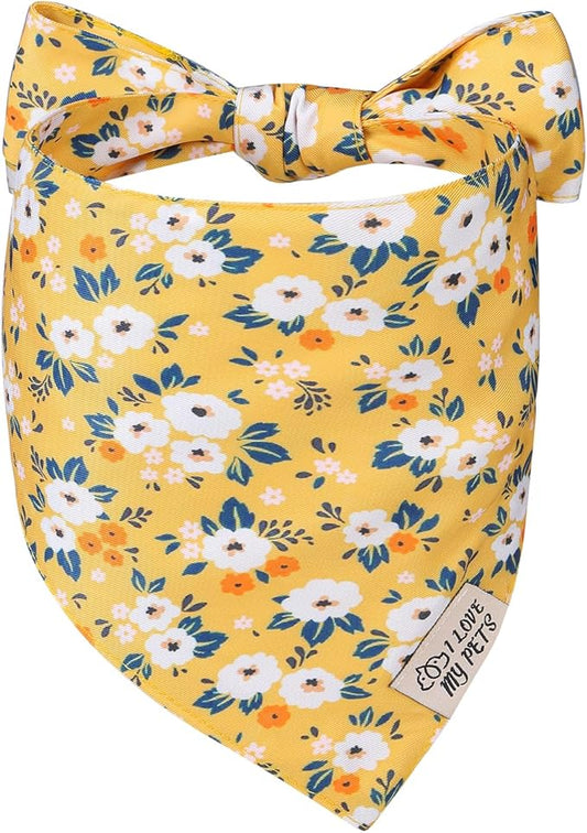 SCENEREAL Summer Floral Dog Bandana, Double Side Dog Scarf for Small Medium Large Dogs Cats Puppy,Holiday Bandanas for Dogs Boys Girls, Premium & Soft Fabric Pet Accessories for Birthday Party Days