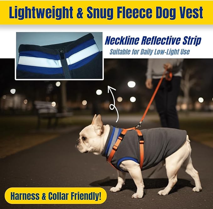 Winter Warm Turtleneck Fleece Vest Dog Sweater, Soft & Snug-Fit Puppy Coat for Medium Dogs with Back-Zipper, Thermal Doggie Vests Sweatshirt, Lightweight Pet Clothes for Beagle Cavapoo Girl(Gray, M)