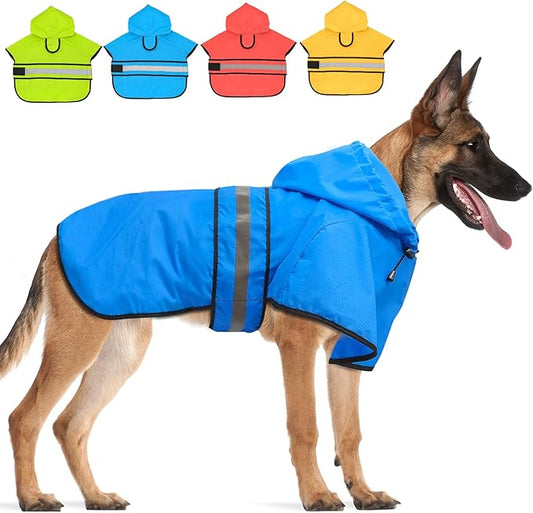 Candofly Dog Raincoat Reflective Dog Rain Jacket Waterproof Hooded Ponch Dog Rain Coat for Small Medium Large Dogs (XX-Large, Sky Blue)