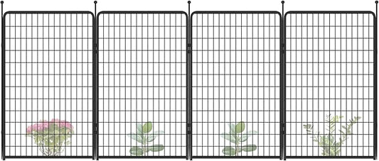 FXW Garden Fence Outdoor for The Yard – 50in(H) x 10.4ft(L) Heavy Duty Metal Animal Barrier for Dog and Rabbit, Decorative Dog Fence, 4 Panels, Black