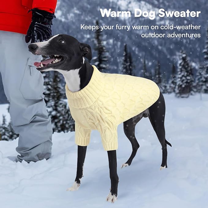 Queenmore Knitted XS Dog Sweater,Turtleneck Pullover Small Dog Sweater,Soft DogSweaters for Small Dogs Male Female,Pet Sweaters for Dogs,Thick Warm Pet Clothes for Teacup,Chihuahua（Beige,XS