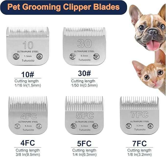 Clipper Blades Pet Grooming Clipper Replacement Blades Detachable Blade Compatible with andis/wahl/Oster Dog Clippers (4FC)