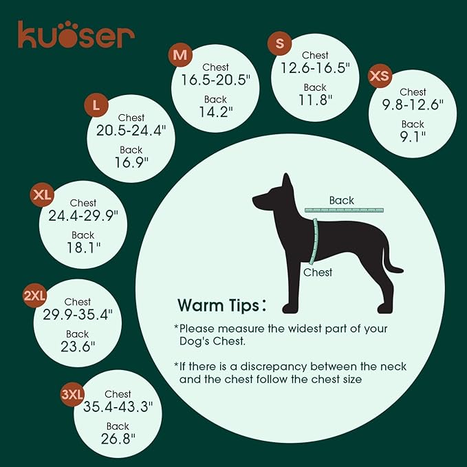 Kuoser Large Dog Coat, Winter Waterproof Dog Jackets for Large Dogs, Reflective Doggie Vest with Leash Hole, Cold Weather Coats Pet Snow Jacket for Labrador Beagle, Green XXL