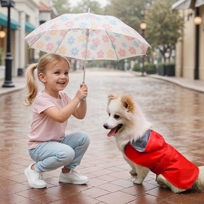 Dog Raincoat Small Dog Rain Jacket Poncho Waterproof Pet Rain Suit Puppy Small Dogs Cats Double Layer Breathable Lining Hooded Leash Hole Adjustable,Red,XS
