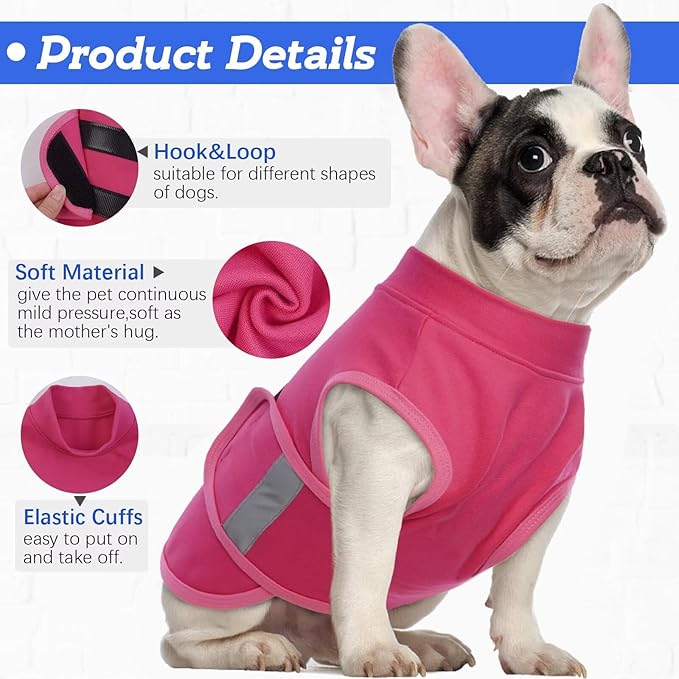 MIGOHI Dog Anxiety Relief Coat,Comfort Anxiety Vest for Dogs,Adjustable Anxiety Calming Wrap for Fireworks,Thunderstorms,Travel, Separation, Dog Anxiety Jacket for Small Dogs,XL,Rosered