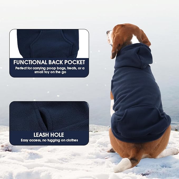 IECOii Dog Hoodie,Polar Fleece Dog Sweatshirt Fall Dogs Sweater with Hood,Warm Sweaters for Medium Dogs Boy Girl,Sleeveless Pet Hoodie Medium Size Winter Clothes for Pug,Jack Russell,Blue,M