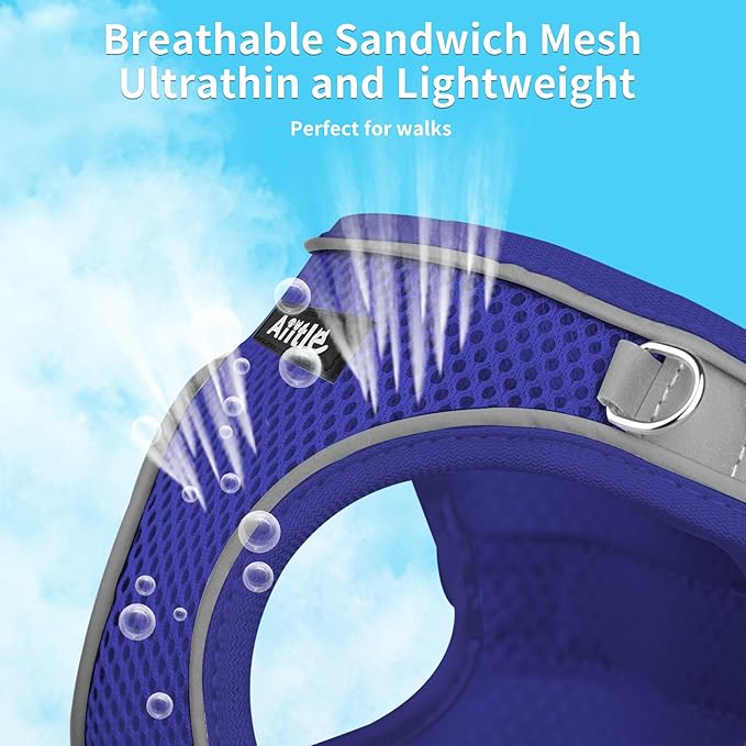 AIITLE Easy Walk Dog Harness and Leash Set - Pet Supply No Pull, Step in Adjustable Pet Harnesses with Padded Vest for Summer, No Choke Over, Easy to Put on Medium Dogs Royal Blue L