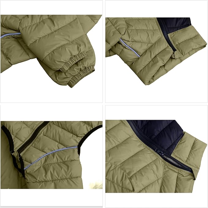 LoveLongLong Dog Coat - Warm & Waterproof Reflective Dog Jacket, Zippered & Adjustable, Olive Green, S, M, L