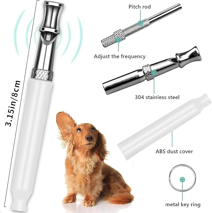 White Dog Whistle to Stop Barking Neighbors Dog,Adjustable Ultrasonic Silent Dog Whistle
