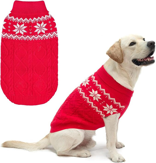 Warm Winter Dog Sweater - Cold Weather Pet Clothes for Small Medium Large Dogs Indoor Outdoor, Soft Classic Knit Puppy Apparel