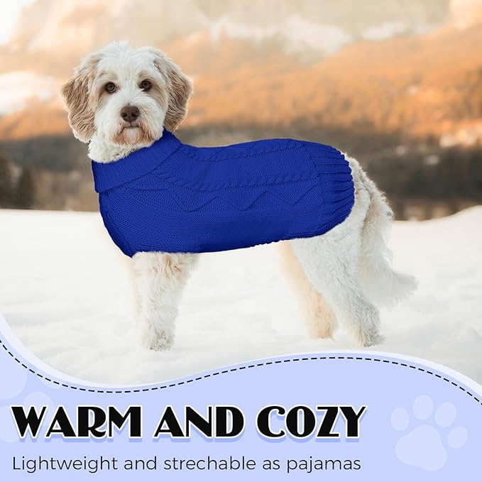 Dog Sweaters for Small Medium Large Dogs Girl, Soft Warm Turtleneck Pup Dogs Shirt, Double Knitting Collar for Outdoor Playing, Warm Dog Clothes (XL,Royal Blue)