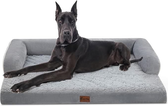 Orthopedic XXL Dog Beds, Waterproof Egg Crate Foam Big Pet Bed for All Breed Sized Dogs 53x42Inch, Washable Extra Large Dog Couch Bed with Removable Cover and Non-Slip Bottom, Grey