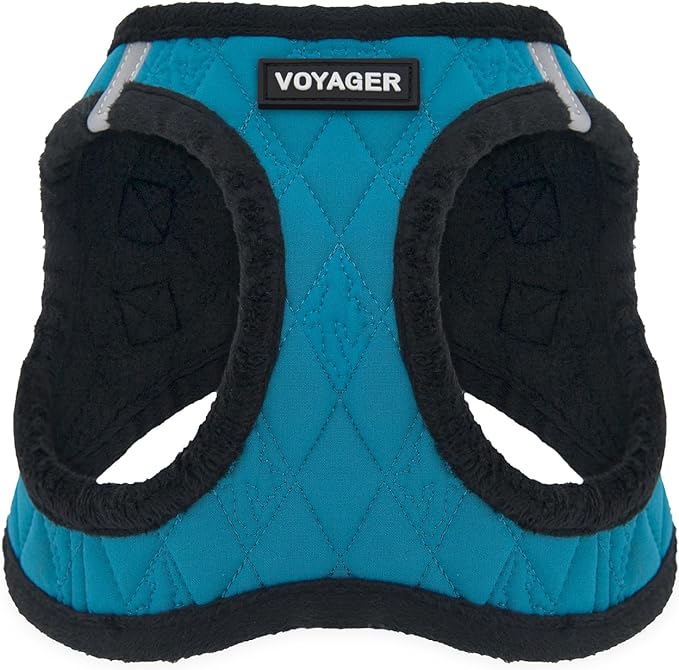 Best Pet Supplies - All Weather Mesh / Plush, Reflective, No Pull Harness for Small, Medium Dogs, Cats - Secure with Hook & Loop Fastener, Buckle, Double D-Rings - Turquoise Plush, S