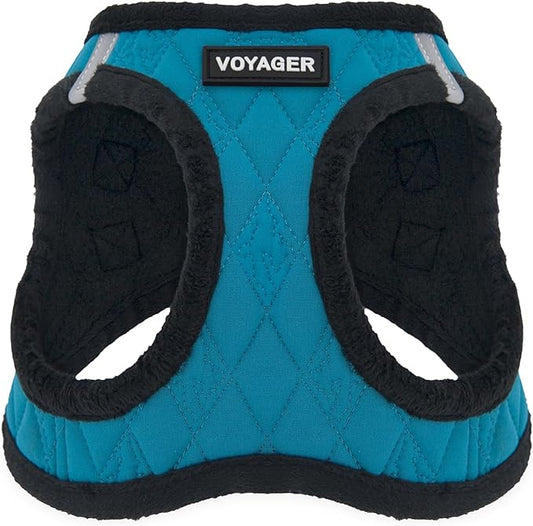 Best Pet Supplies - All Weather Mesh / Plush, Reflective, No Pull Harness for Small, Medium Dogs, Cats - Secure with Hook & Loop Fastener, Buckle, Double D-Rings - Turquoise Plush, S