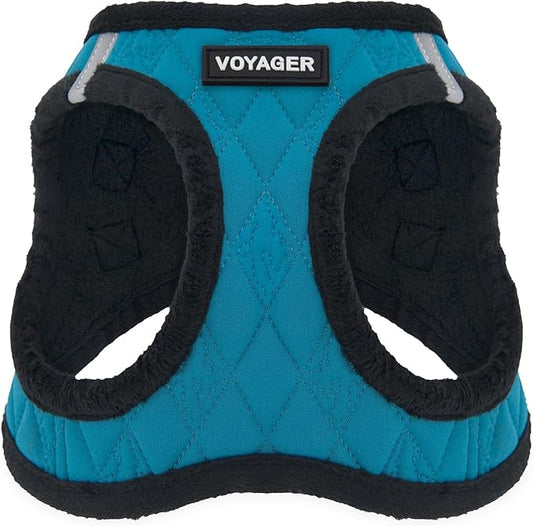 Best Pet Supplies - All Weather Mesh / Plush, Reflective, No Pull Harness for Small, Medium Dogs, Cats - Secure with Hook & Loop Fastener, Buckle, Double D-Rings - Turquoise Plush, XS