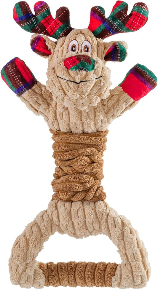 Christmas Dog Squeaky Toys for Large Dogs Tug of War Dog Plush Toys,Large Stuffed Dog Toys with Crinkled Paper,Stuffed Animals Toys for Dogs to Keep Them Busy