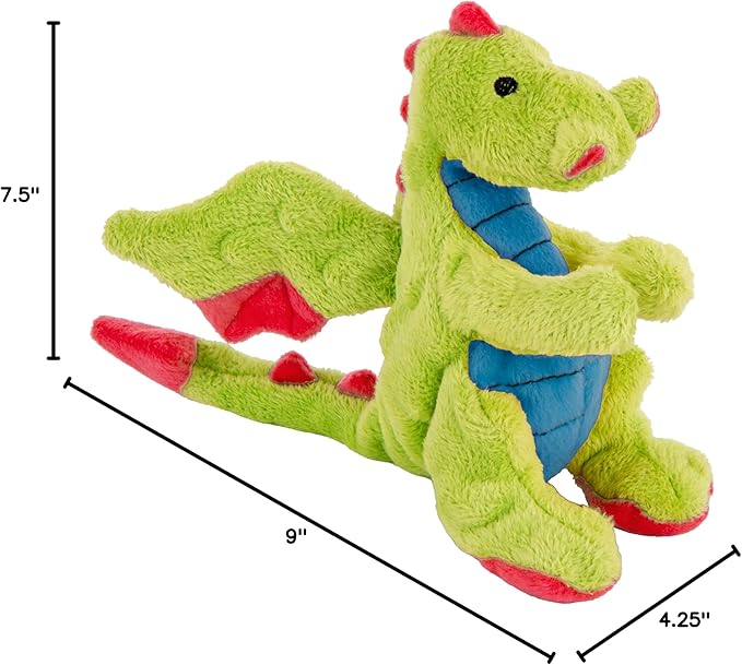goDog Bubble Plush Dragons Squeaky Dog Toy, Chew Guard Technology - Green, Small