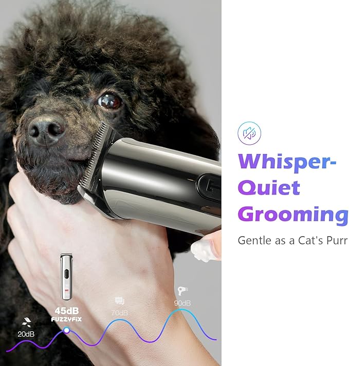 Professional Dog Grooming Clippers with Charging Dock, 5-in-1 Adjustable Blade Cordless Pet Grooming Kit 5 Speed Rechargeable Trimmer Hair Shaver with Detachable Guide Combs for Animal Horse