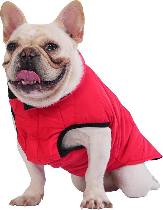 PetWarm Reversible Dog Winter Coat, Windproof Dog Puffer Vest, Soft Vest for Dogs with Hook-and-Loop Strap for Easy Dressing, Waterproof Coat for Dogs with Adjustable Fit, Red, XL